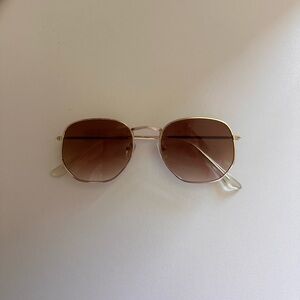 Gold Frame Sunglasses with Brown Lenses